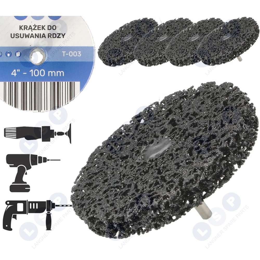 Netkaný brúsny kotúč 100 mm na vŕtačku, na odstraňovanie hrdze a farby - T-003-5SZT